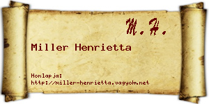 Miller Henrietta névjegykártya